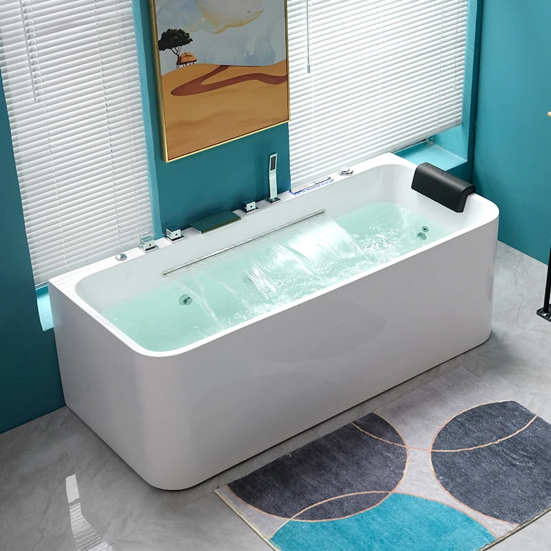 Household acrylic waterfall surf jacuzzi small apartment modern freestanding constant temperature smart bubble tub