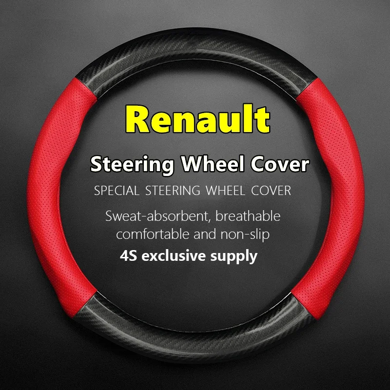 For Renault Clio Steering Wheel Cover Genuine Leather R.S.200 16 18 GT Line Look Pack Trophy EDC 2015 Iconic 2016 2017 2018 2019