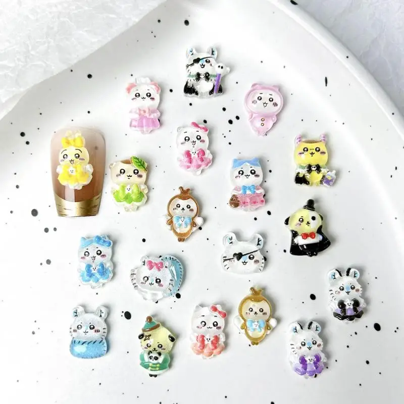 Random Mixed Resin Cute Cartoon Expression Rabbit Nail Charms 3D Animals Nail Art Decorations Accessories Manicure DIY Supplies