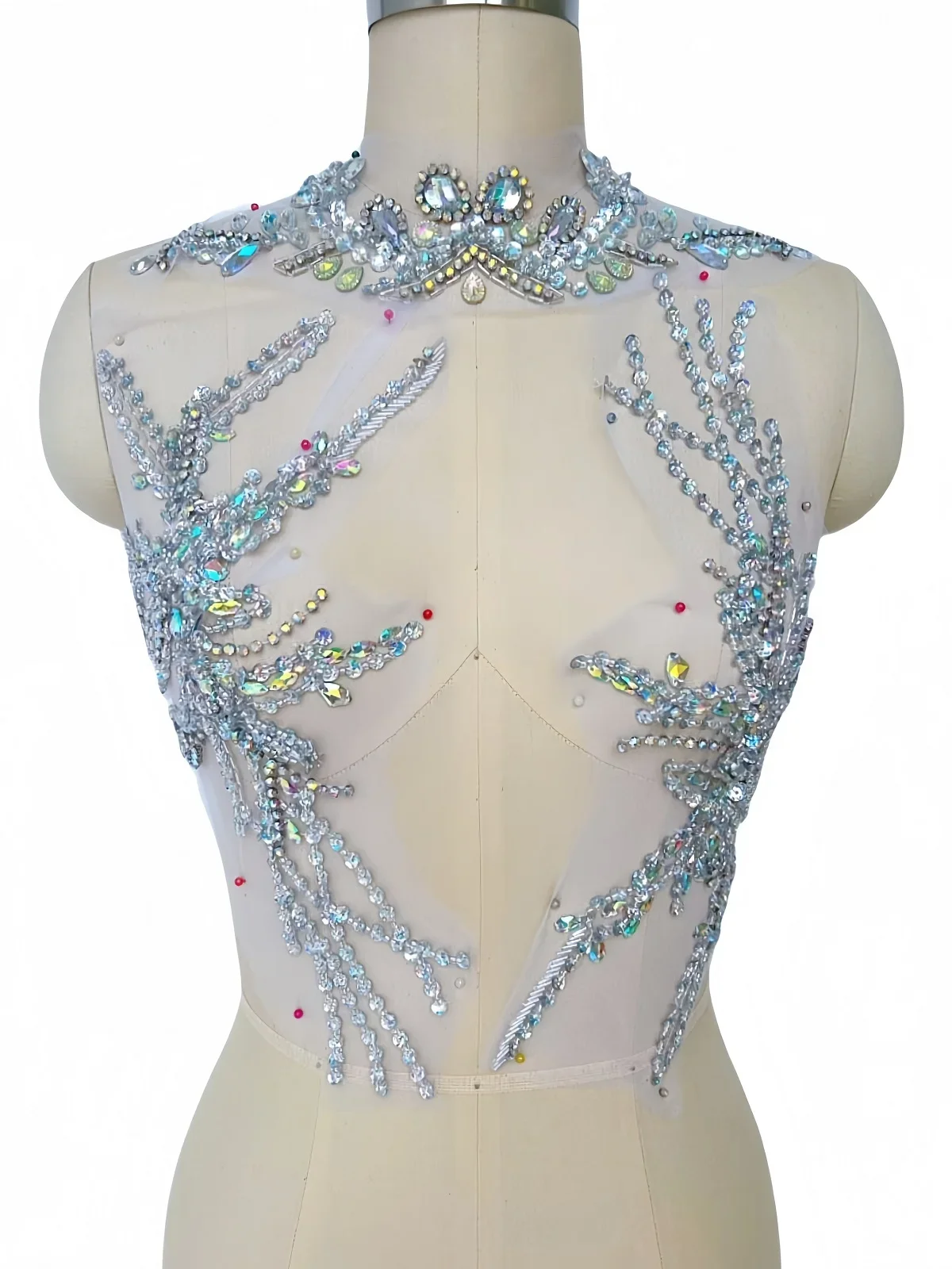 رقعات وزينة خياطة ثلاثية الأبعاد مطرزة يدويًا ، بلورات AB واضحة ، أحجار الراين ، خياطة الأزياء ، ثوب حفلة موسيقية ، ديكور الزفاف ، الحفلات #3