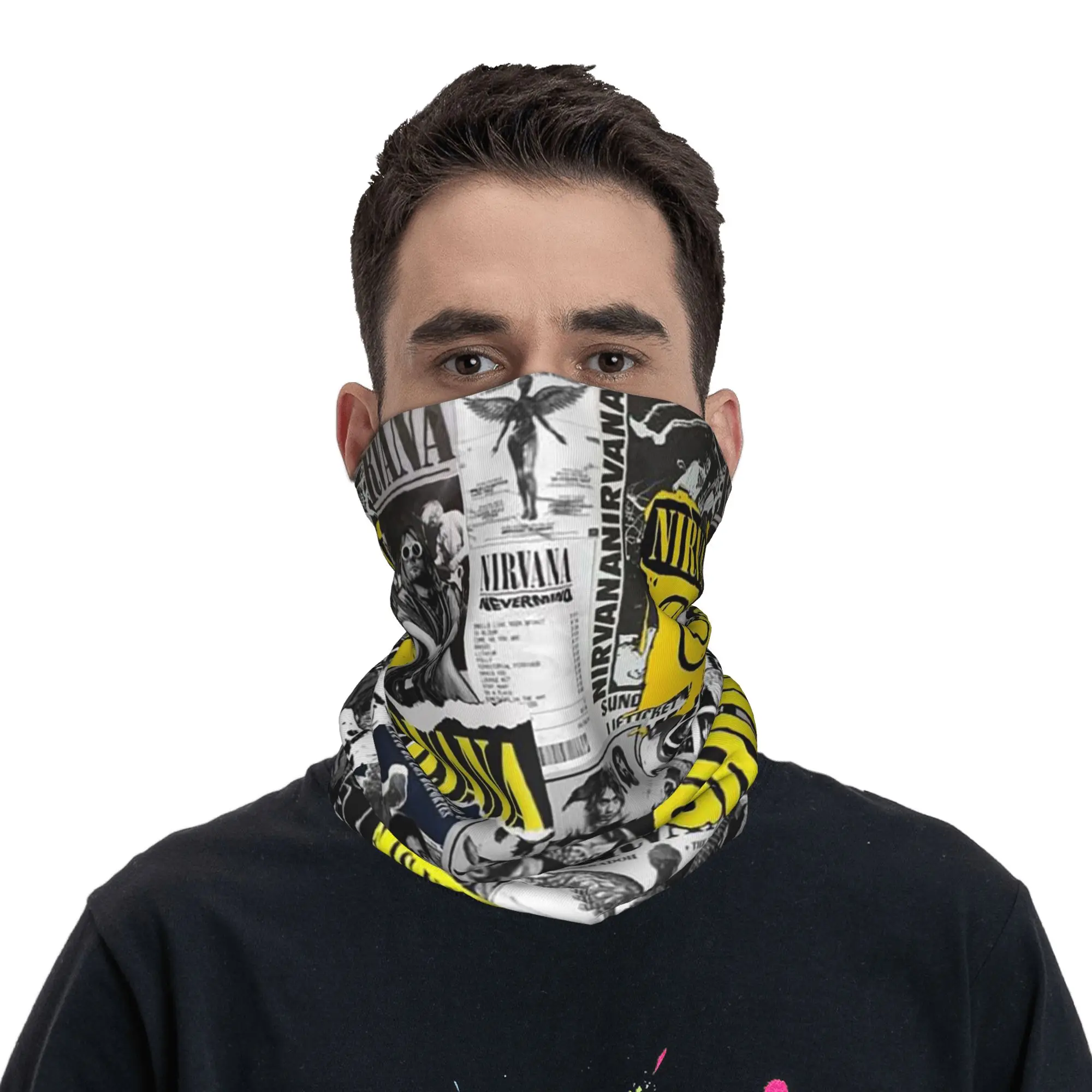 Nirvanas One Sided Smile Bandana Neck Cover Printed Face Scarf Warm Headband Running For Men Women Adult Winter