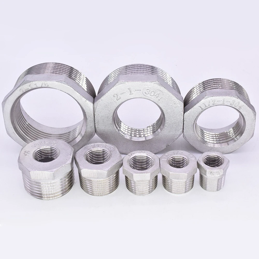 

1/4" 3/8" 1/2" 3/4" 1" to 2" BSPT Bushing 304 Stainless Steel Pipe Fitting Water Gas Oil