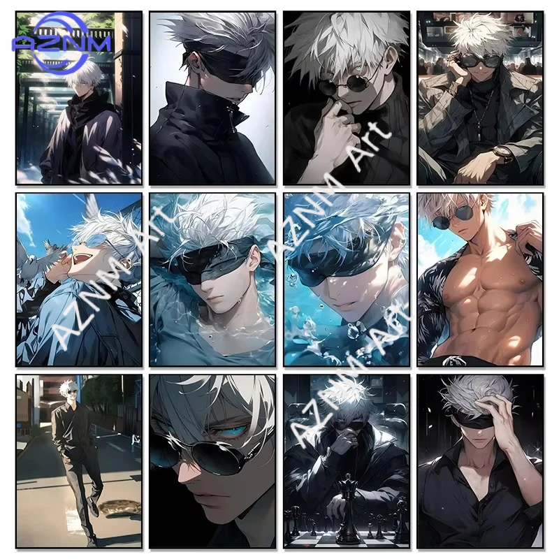 1Pc Anime Comic Figure A-Gojo Satoru Handsome Boy Wall Art Minimalist Canvas Painting Posters for Living Room Modern Home Decor