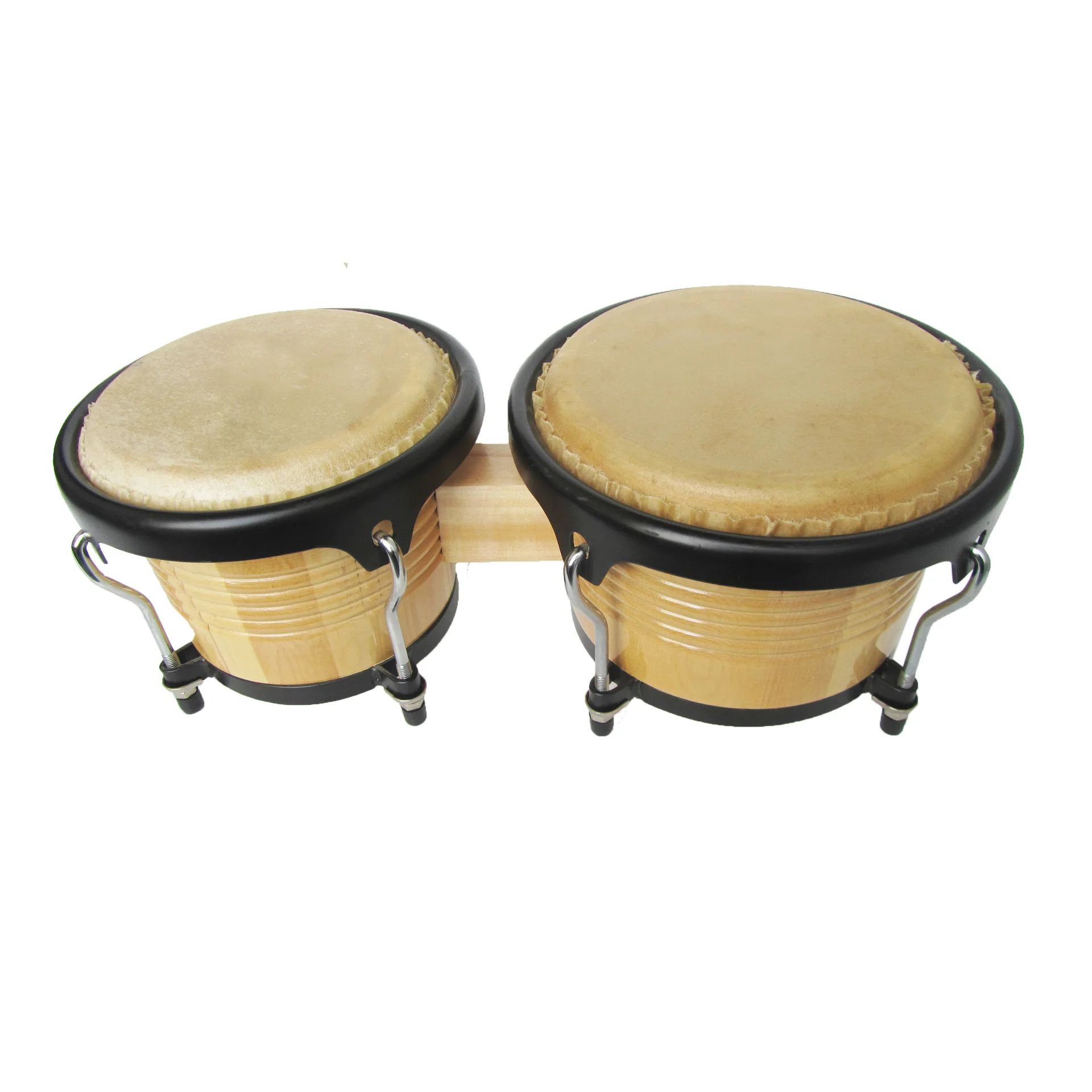 Bongo Drums 7+9 Inch, Wooden Color African Hand Drum, Percussion Instrument with Stand, Portable Rhythm Maker