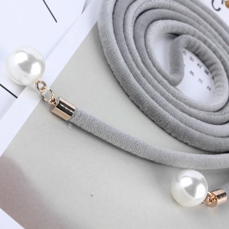 Elegan cloth velvet Women Waist Belt Corset Tassel Knot Rope Ladies Vintage Pearl Waistband Girdle Female Thin String Femee