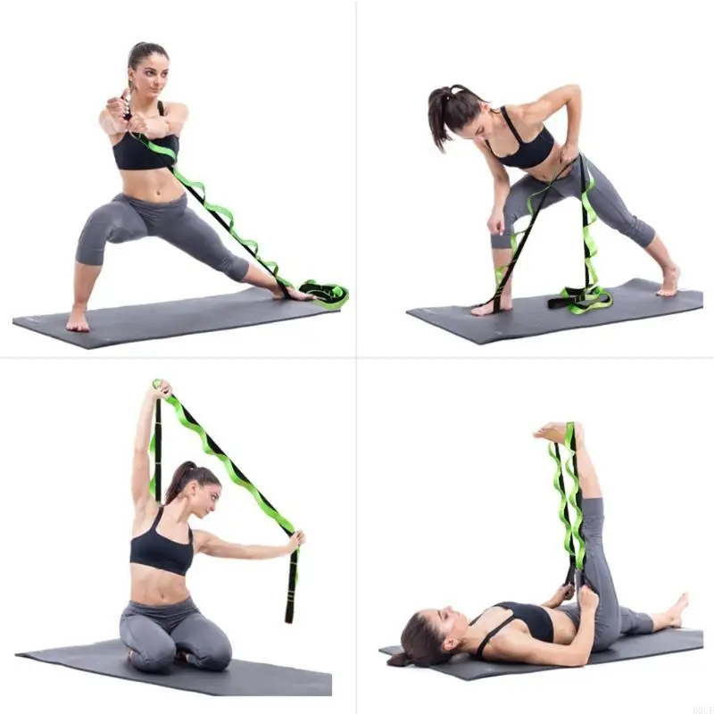 

D0UE Nylon Yoga Strap Physical Therapy Rehab Multi-Loop Exercise Straps Non-elastic