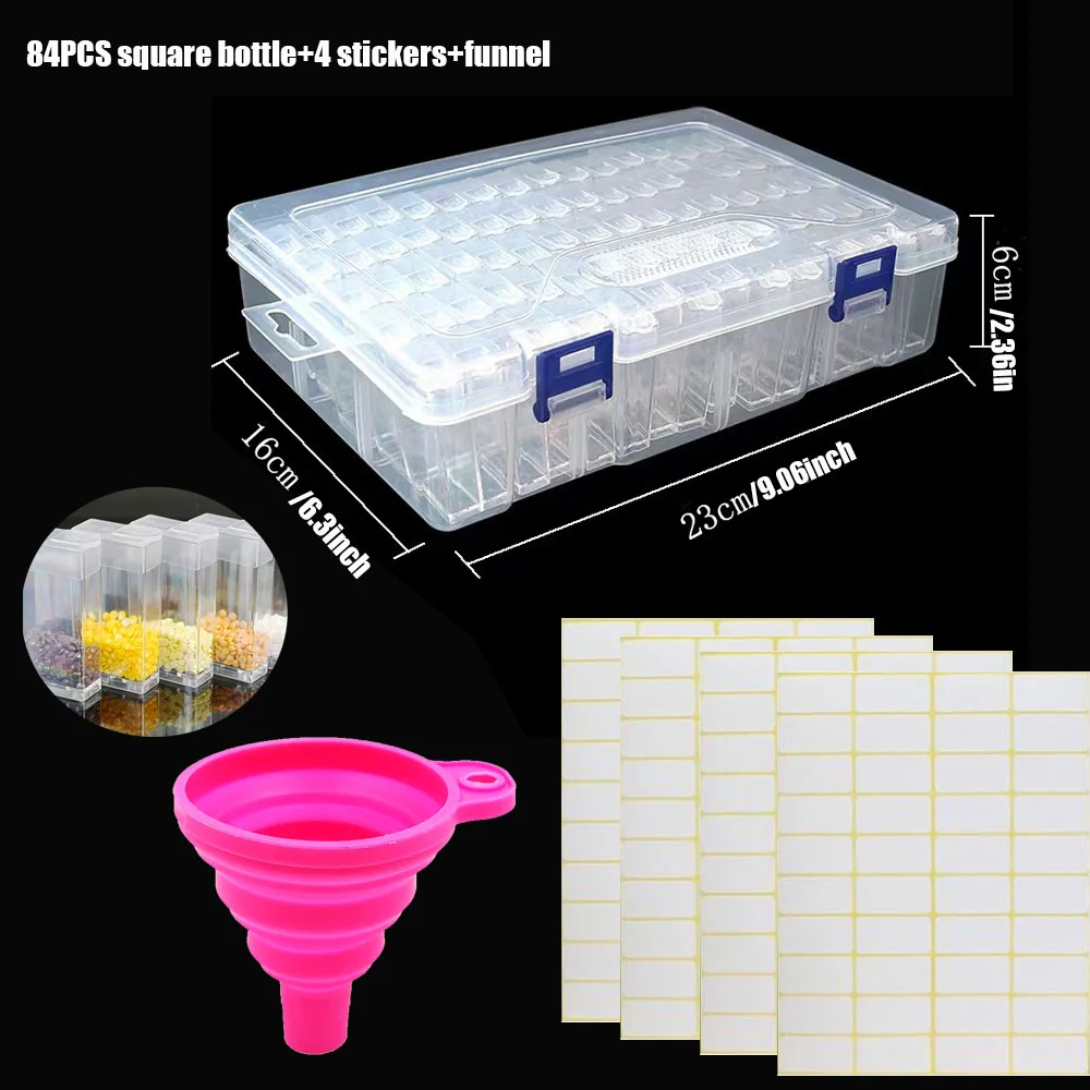 Square Shaped Bottle Storage BoxDiamond Painting Tools AccessoriesBeads ContainerDrill Storage Box32 , 44 , 64 , 84 , 120 Grids