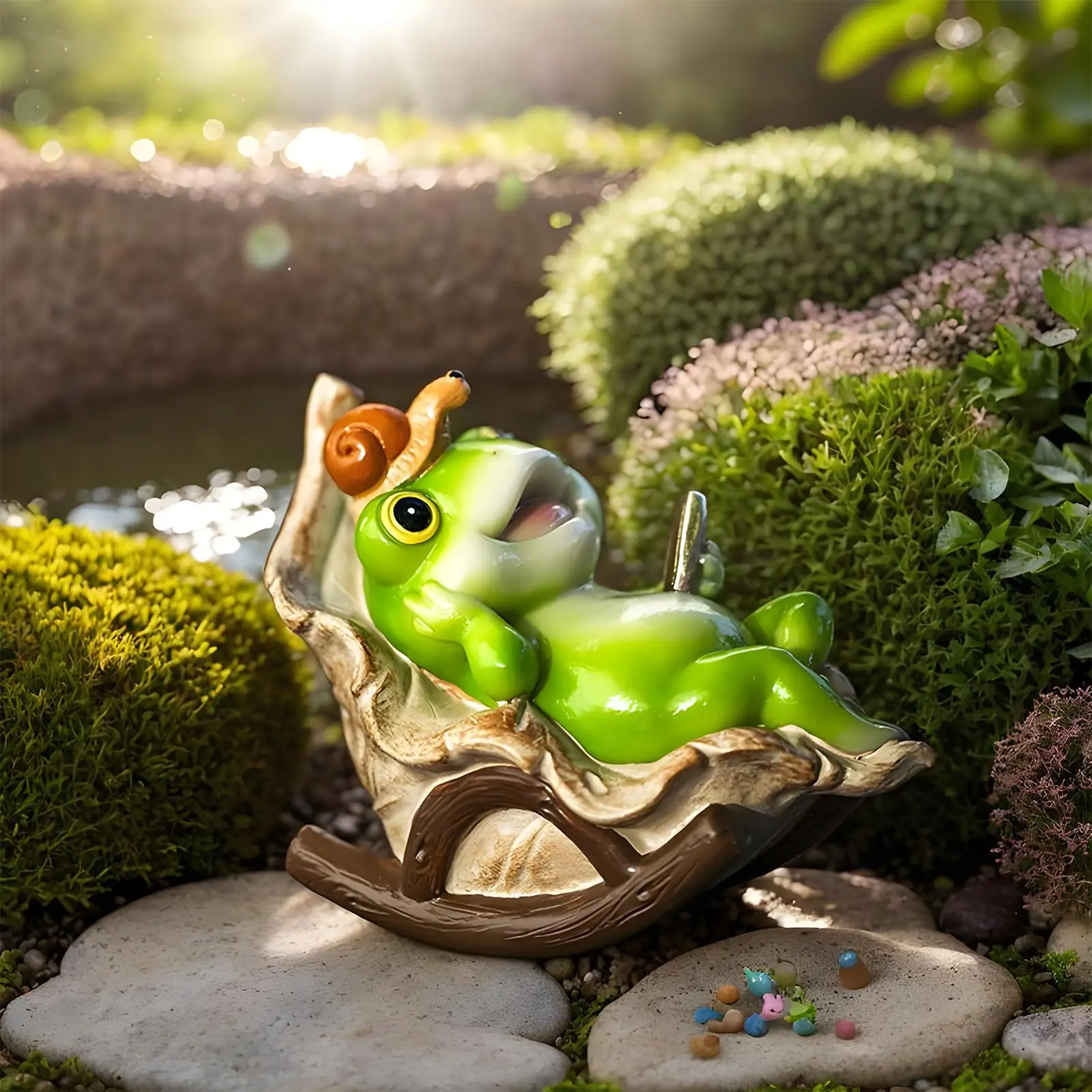 

Frog Statue Cute Patio Figurine Craft Small Decorative Figurine Ornament For Balcony Patio Garden Decor Sculpture