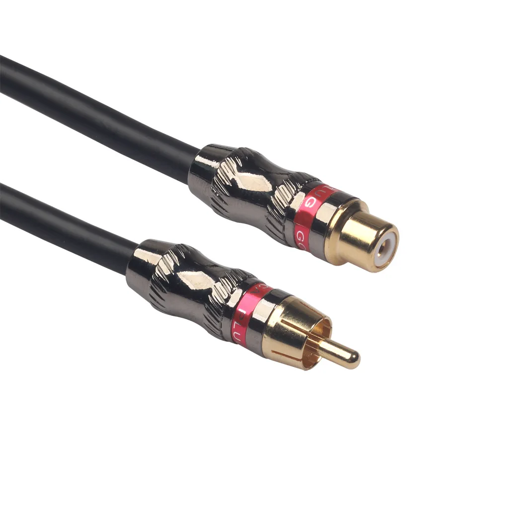 Aluminum foil shielded zinc alloy housing gold-plated plug RCA male to female DVD, TV, audio and video extension cable 0.3 m