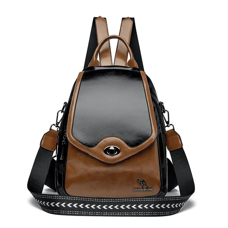 Women's Bags Are Popular High-end Foreign-style Women's Crossbody Contrasting Colors Dual-purpose Double Shoulders Soft Leather