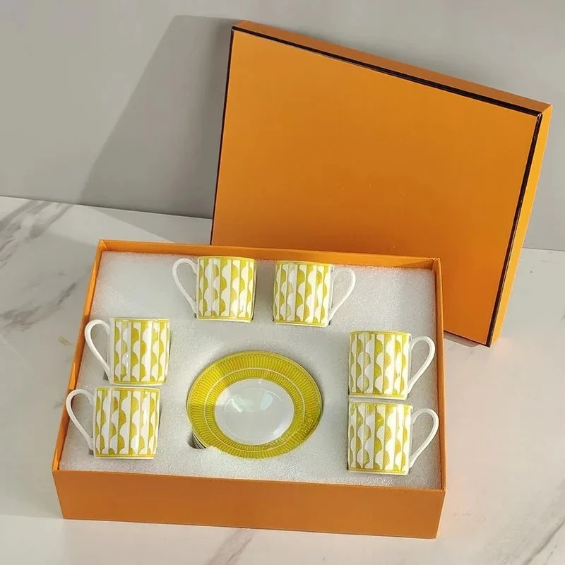 

For 12pcs Gift Box Set Coffee Cups And Saucers Ceramic Tea Milk Cup With Handle European Afternoon Tea For Household Custom Gift