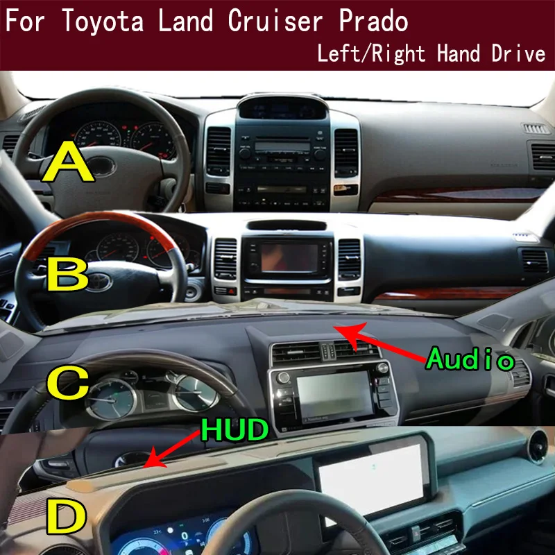 

For Toyota Land Cruiser Prado J12 FJ150 LC250 Dash Mat Dashmat Dashboard Cover Instrument Panel Sunscreen Pad Ornaments