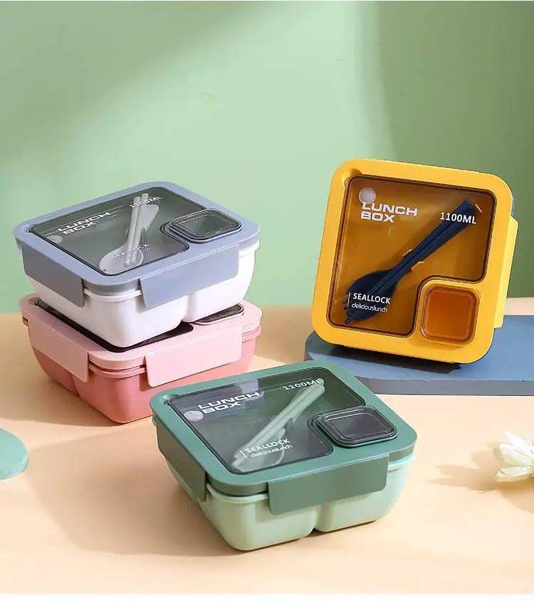 Portable Lunch Box with Spoon and Chopsticks School Office Bento Box With Tableware Thermal Bag Complete Kit Microwavable Bowl