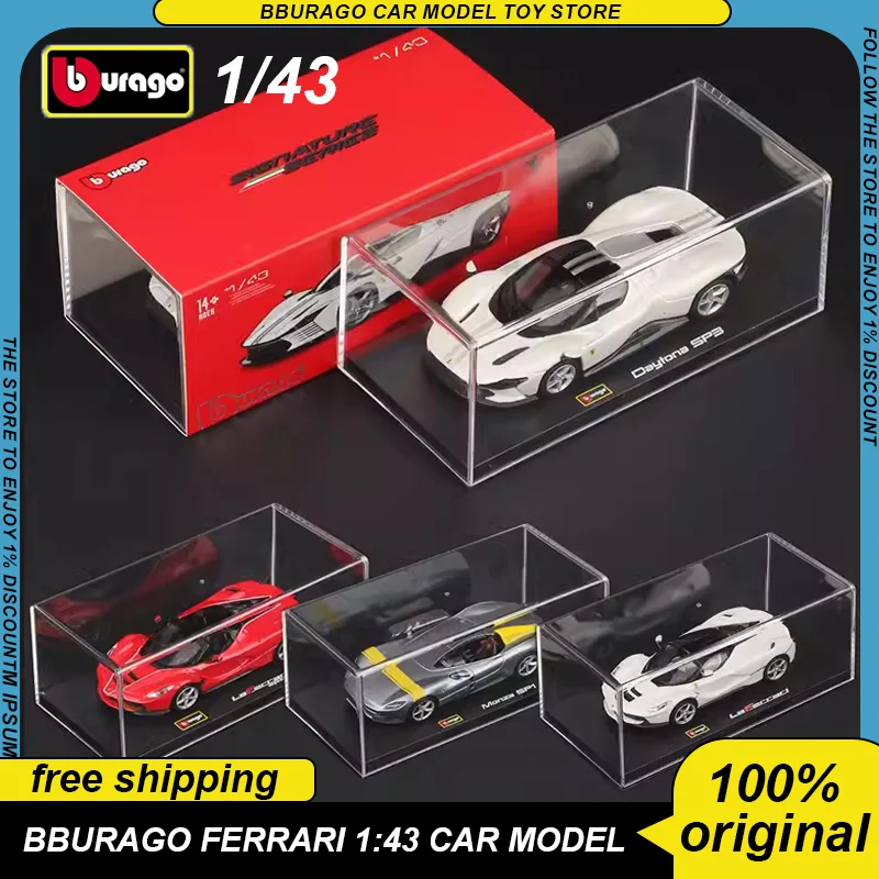 

Bburago Ferrari 1:43 Daytona Sp3 Monza Sp2 Sports Acrylic Box Packaging Car Diecast Model Edition Alloy Luxury Vehicle Toys Gift