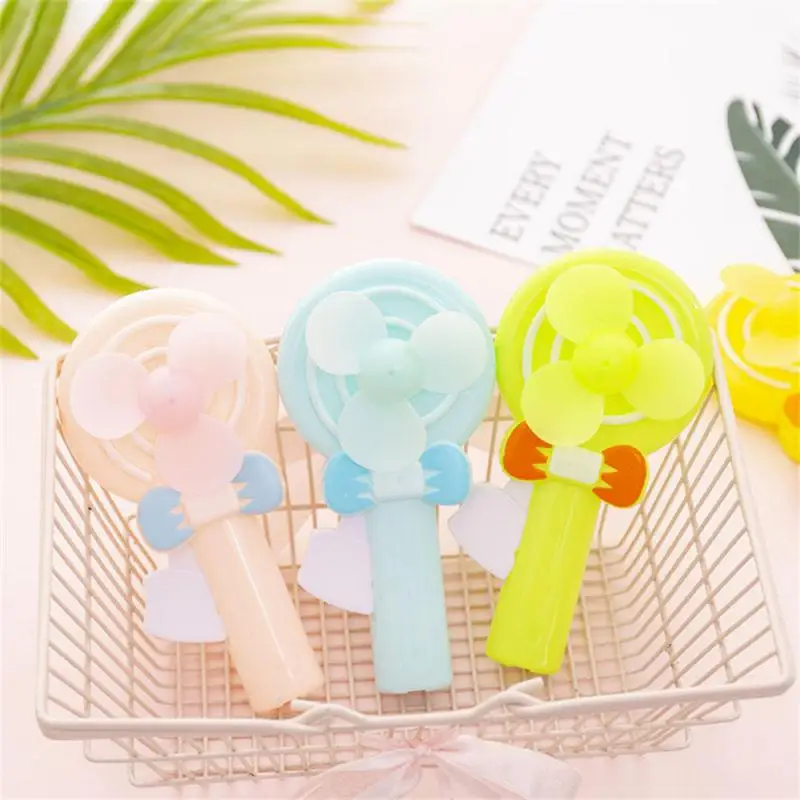 Portable Handheld Fan Random Color Portable Mini For Children Cute Fan Without Battery Summer Cartoon Held Fan Hand Press