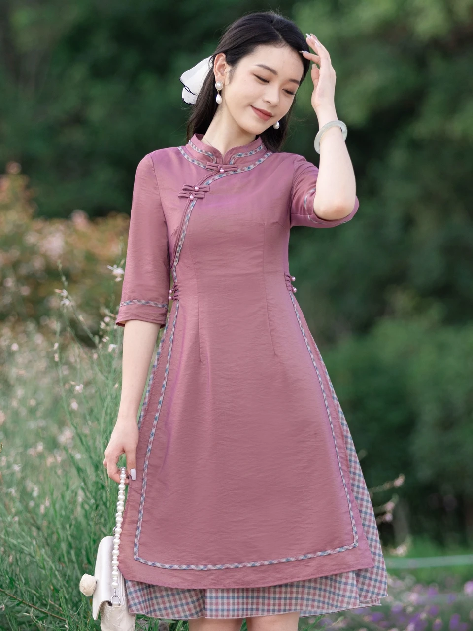 

New Chinese Style Red Date Flag Robe Women's Dress Spring Summer 2026 Vintage Long Qipao Chinese Style Midi Dress