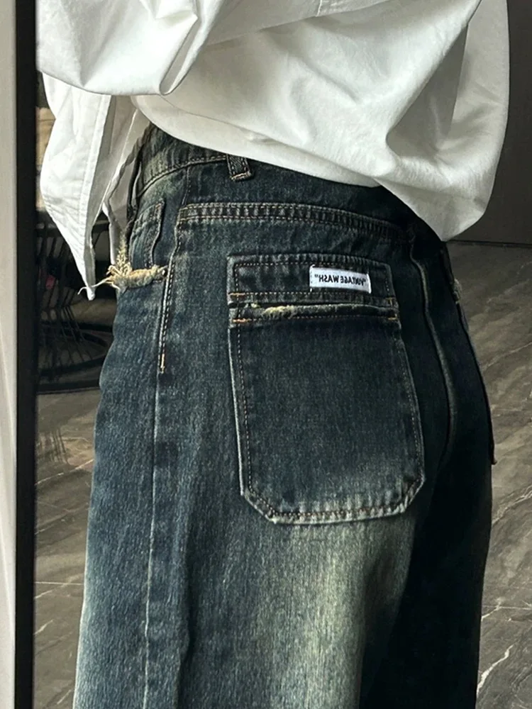 

American Retro High Waist Wide Leg Jeans Women's Autumn Winter plus Size Slimming Loose Straight Long Pants Commute Style