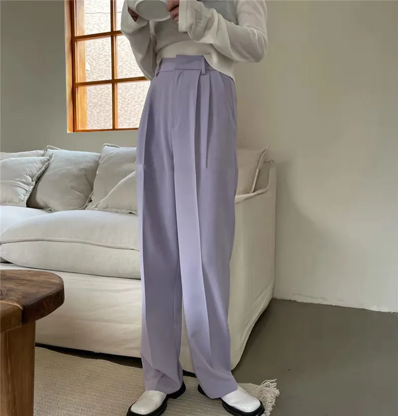 

Candy Color Women Suits Pant Y2K Clothes Spring Loose Wide Leg Pants Casual High Waist Straight Trousers Full Length Female P032