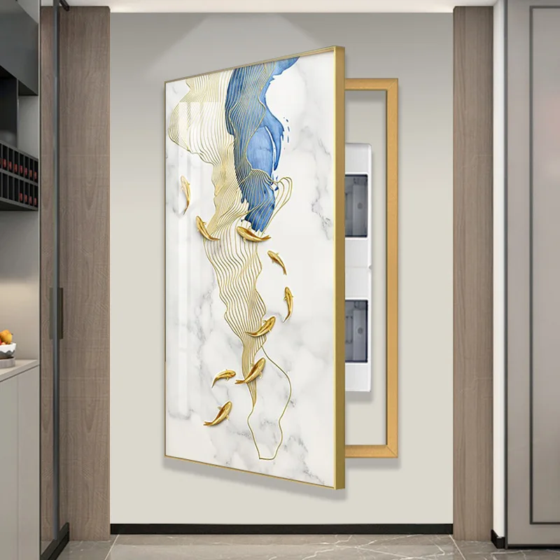 

Vertical Side Open Decorative Painting of Meter Electric Box Free Punch Modern Mural Simple Home Living Room With Frame