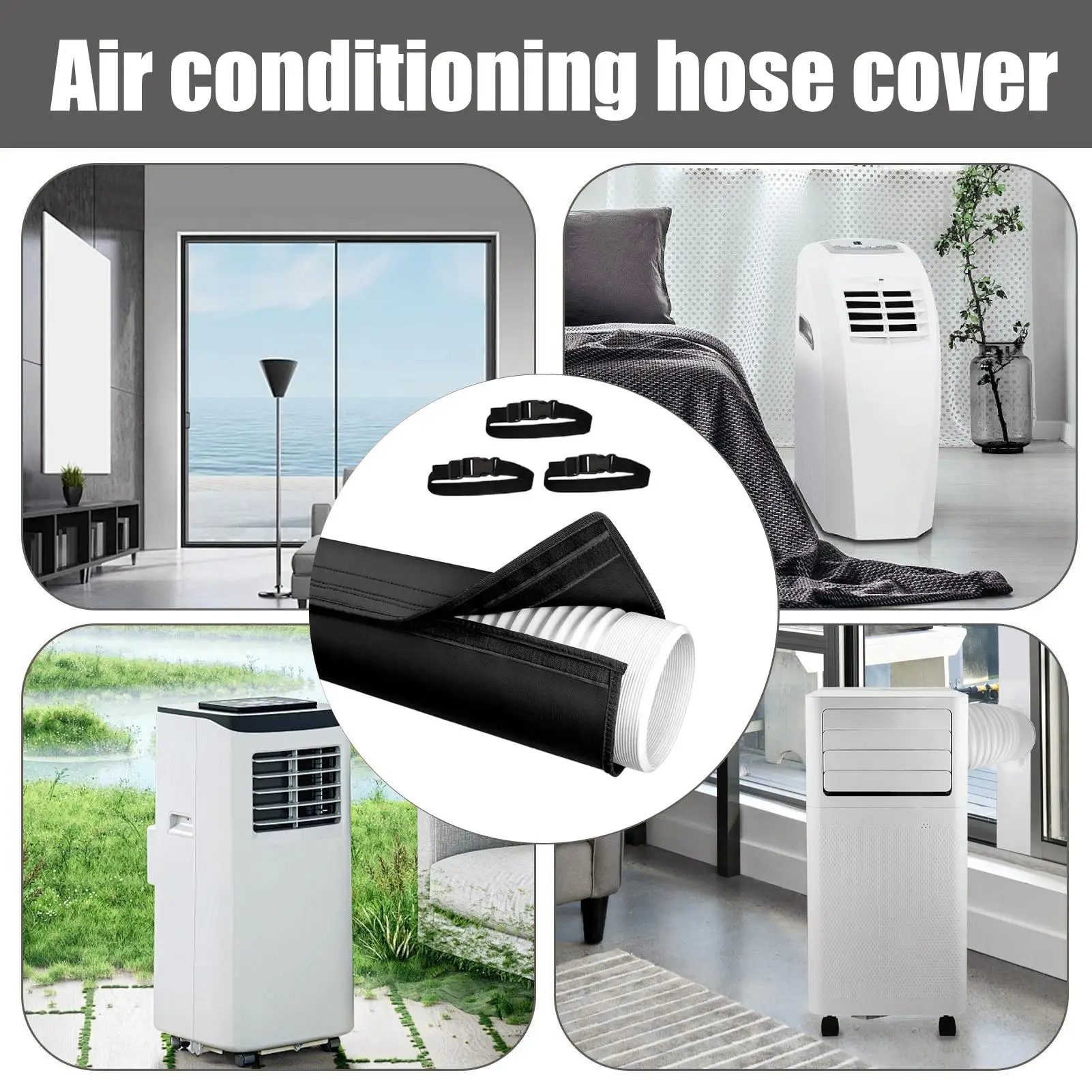 Air Conditioner Hose Cover Wrap AC Hose Duct Vent Cover Sleeve Insulated Cover for Portable AC 5" & 5.9" Exhaust Hoses Tube view 6