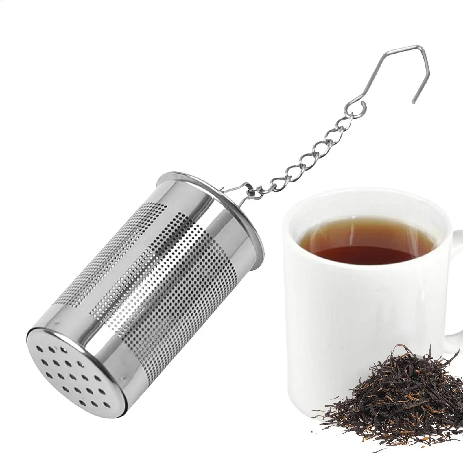 Tea Diffuser with Chain Hook Stainless Steel Seasoning Strainer Portable tea maker with filter for camping and travel
