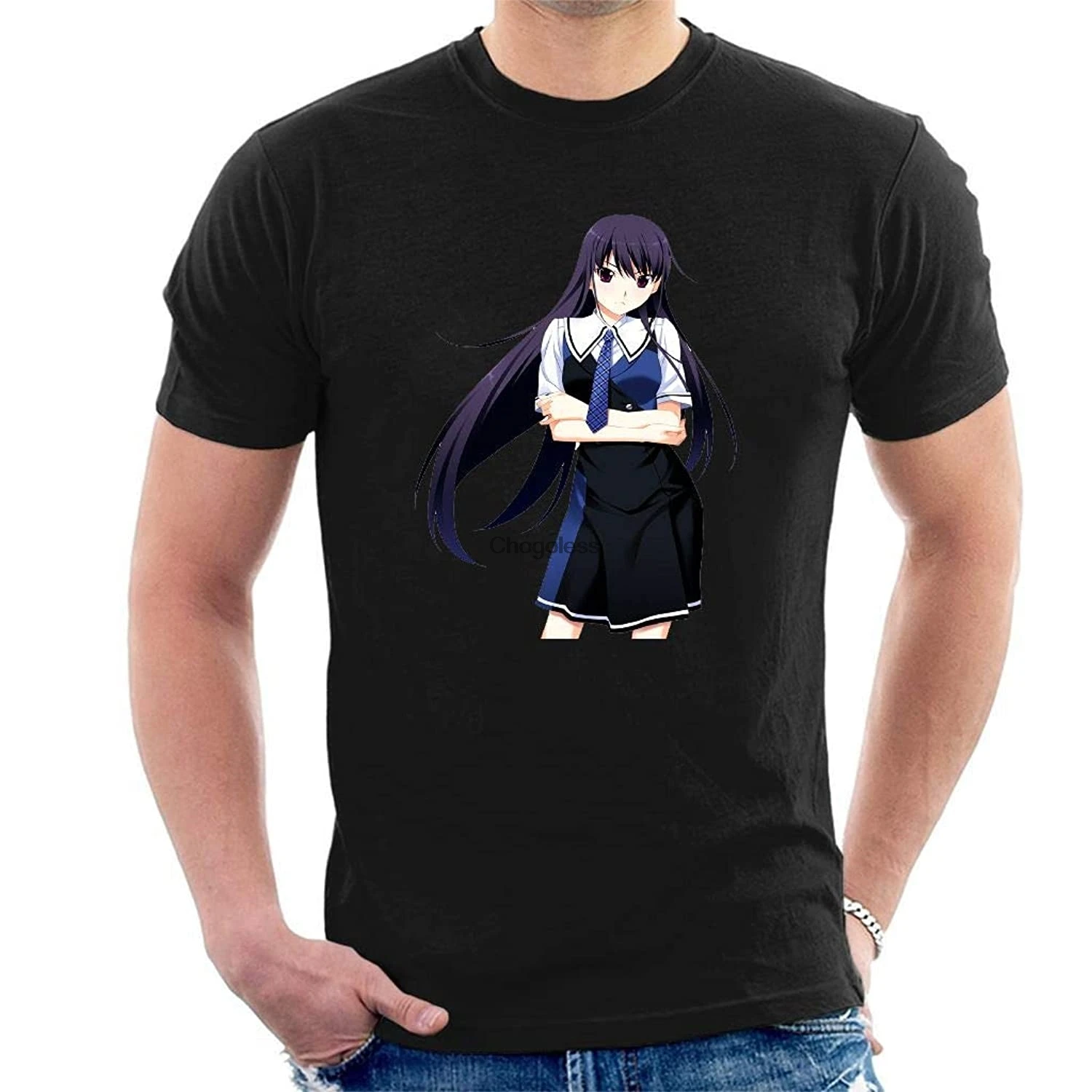 Men's Grisaia No Kajitsu Yumiko Sakaki 3 Black T-Shirt Classic Cool Tee