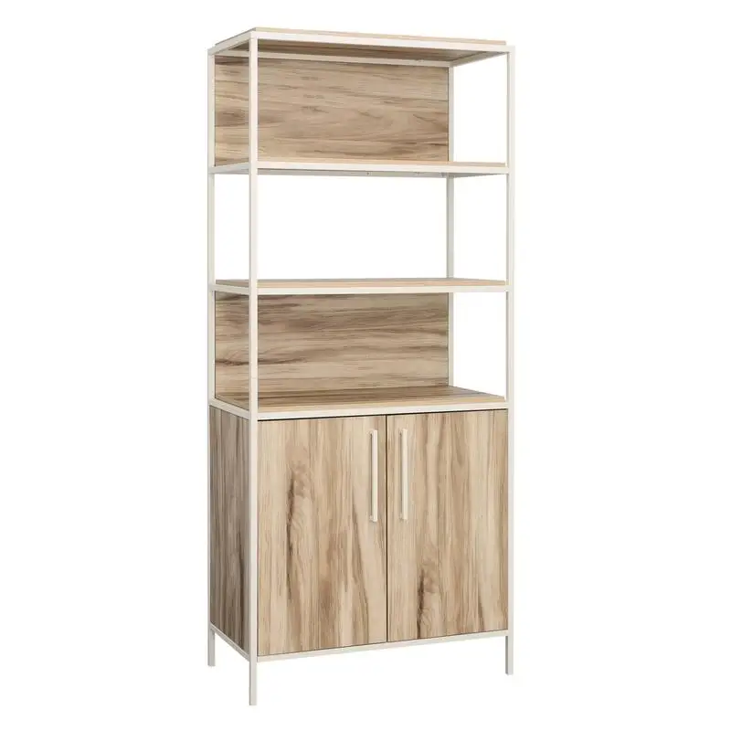 

Brown Finish Bookcase with Doors for Storage and Display, Stylish Home Furniture Solution
