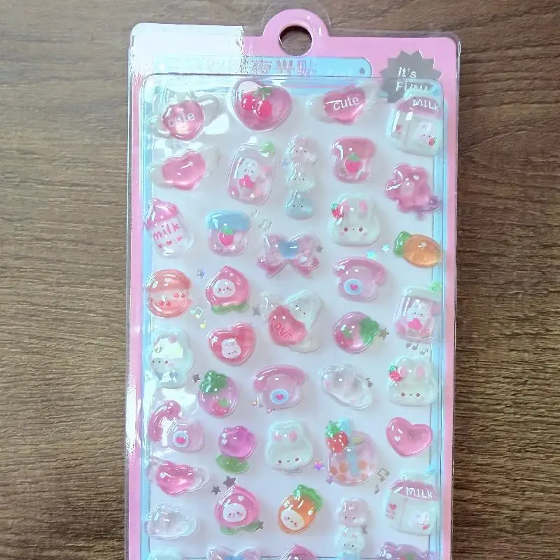 สติกเกอร์สมุดบันทึกการ์ตูน 3 มิติ แบบนูน ลายกระต่ายน่ารัก สไตล์คาวาอี้ สำหรับตกแต่งสมุดภาพ สติกเกอร์เครื่องเขียนน่ารัก อุปกรณ์การเรียนสำหรับนักเรียน