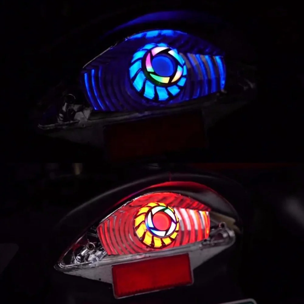 1 قطعة العالمي LED دراجة نارية مصباح تحذير الشيطان العين الذيل الفرامل أضواء خلفية وامض الملونة الأزرق ستروب دراجة نارية الملحقات