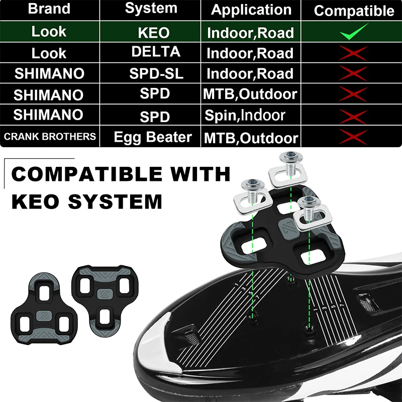 BUCKLOS Road Bicycle Clipless Pedal for Keo Ultralight Professional Road Bike Lock Pedal with Cleat Bicycle Self-locking Pedals