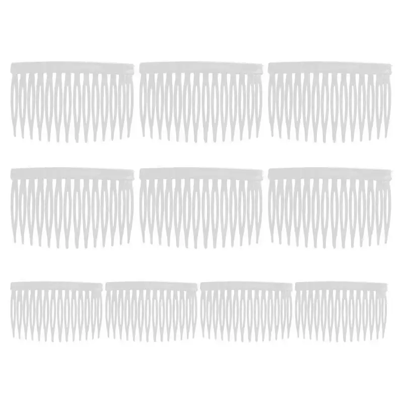 A52E 10 Pcs/set Bride Veil Comb Plastic Black White Transparent Fork Combs
