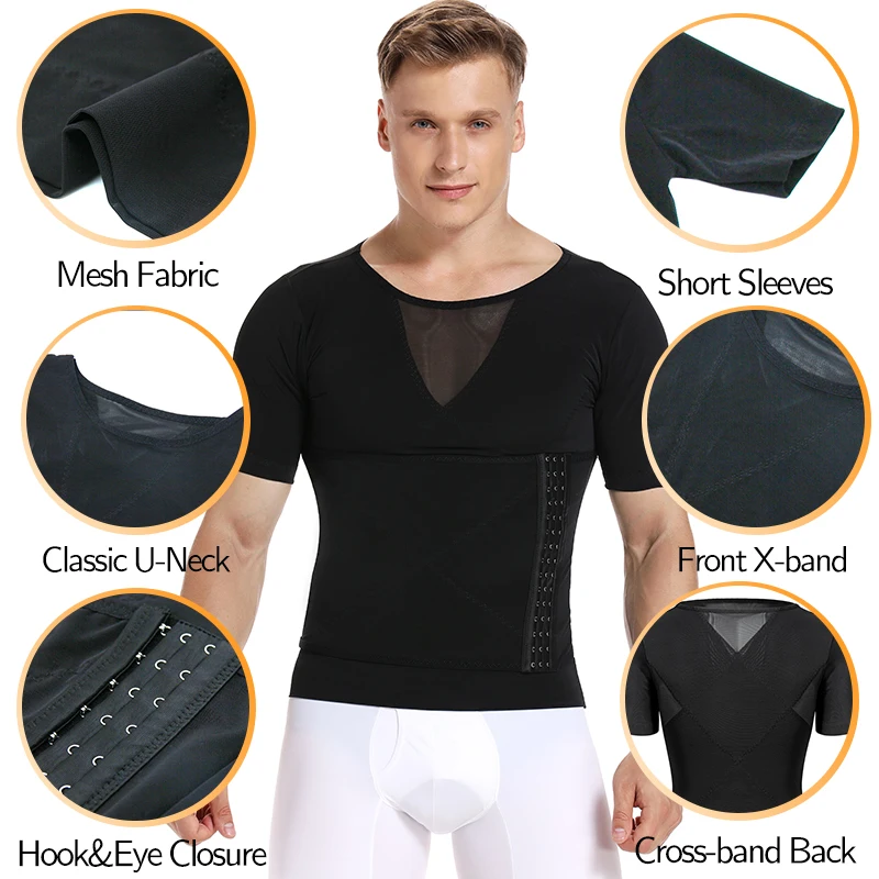 Hombres Body Shaper cintura entrenador Control de barriga camiseta camisas de compresión pérdida de peso ropa interior adelgazante Abdomen camisetas