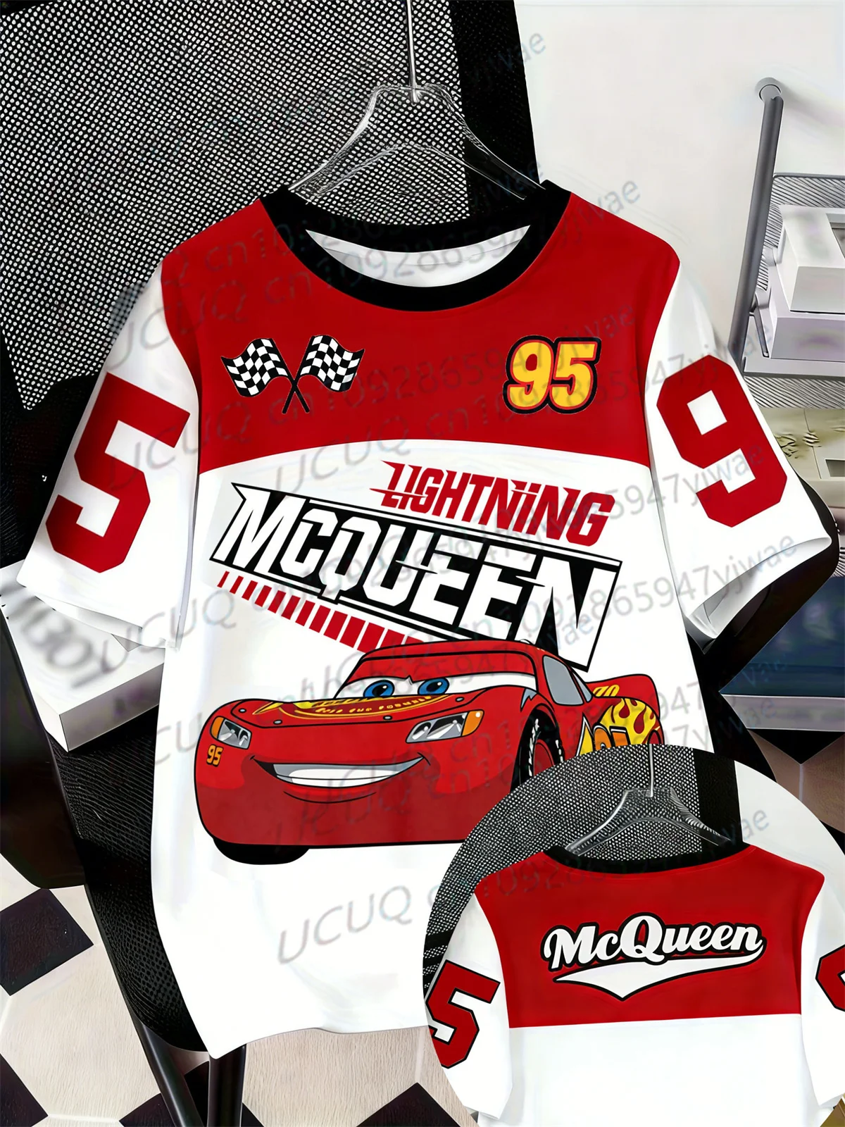 T-shirt unisexe 2026 Lightning McQueen & Sally Cato, motif graphique, col rond, style décontracté, sportswear tendance Y2K