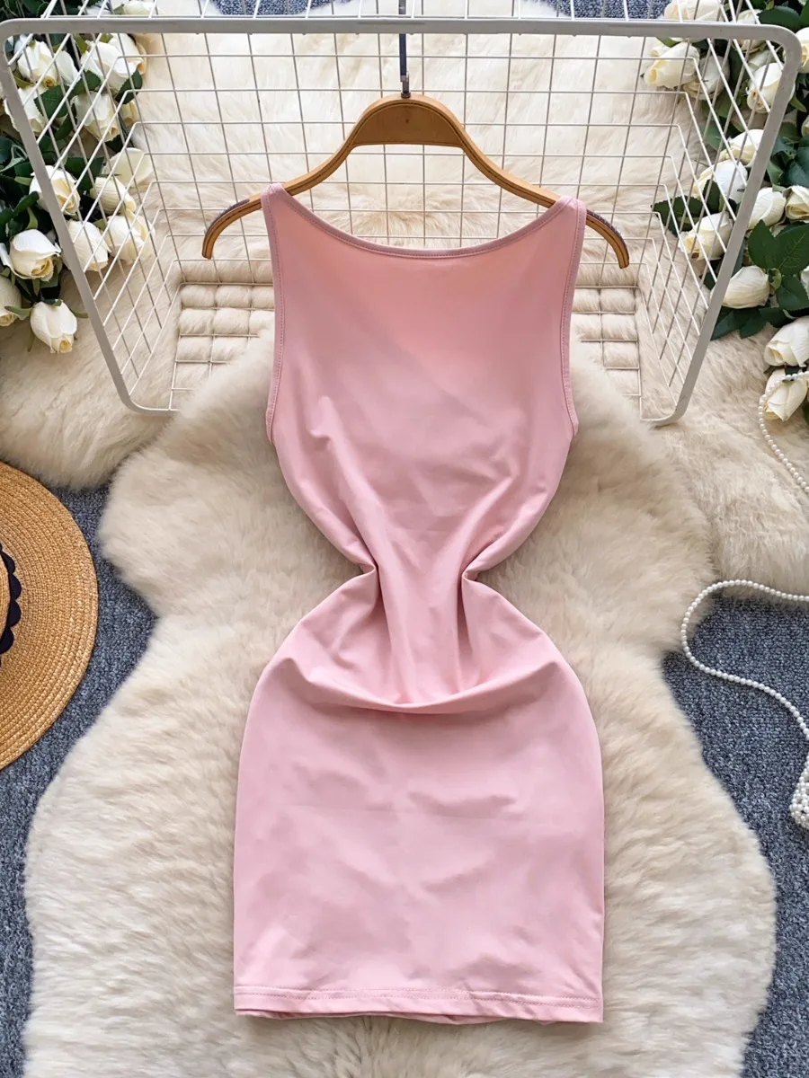 Foamlina อินเทรนด์ Hollow Out Lace Patchwork ชุดเดรสสาวร้อน Cinched เอว Slim Fit Bodycon กระโปรงมินิชุดเสื้อกั๊กสั้น