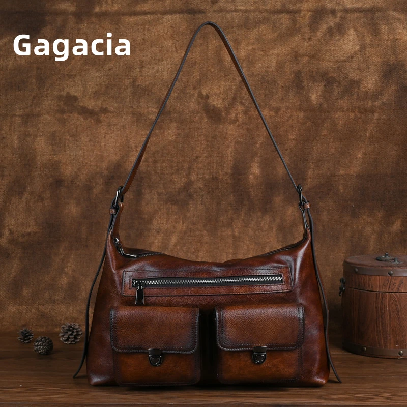 

GAGACIA 2024 High Quality Women's Shoulder Bag Large Capacity Handbags For Ladies Commuting Genuine Leather Underarm Bags Women