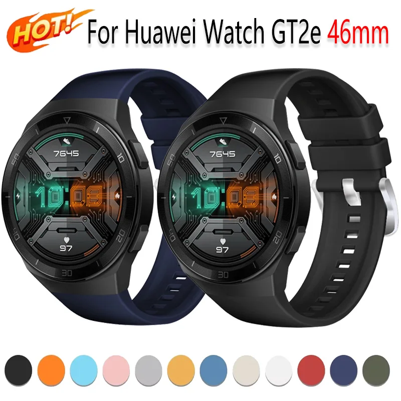 22mm 13 cores pulseira de silicone para huawei gt2e 46mm original confortável pulseira de substituição para huawei gt2e acessórios correa