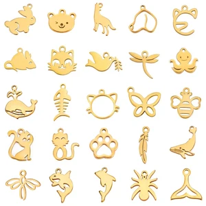 Eueavan 5 pçs animal encantos de aço inoxidável gato borboleta pata libélula peixe cauda diy pingente colar jóias fazendo acessórios 10 principais vendas borboleta metal aplique - №10