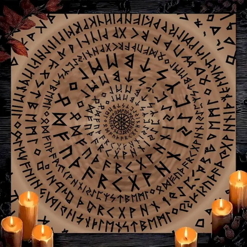 VIKAMA Pentacle & Rune Tarot Card Tablecloth, 6 Assorted Designs, Divination Decor for Witchcraft Wicca