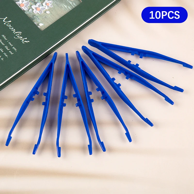 

10pcs Plastic Blue Tweezers Medical Beads Disposable Tweezers Tools Forceps First Aid Kit Accessories