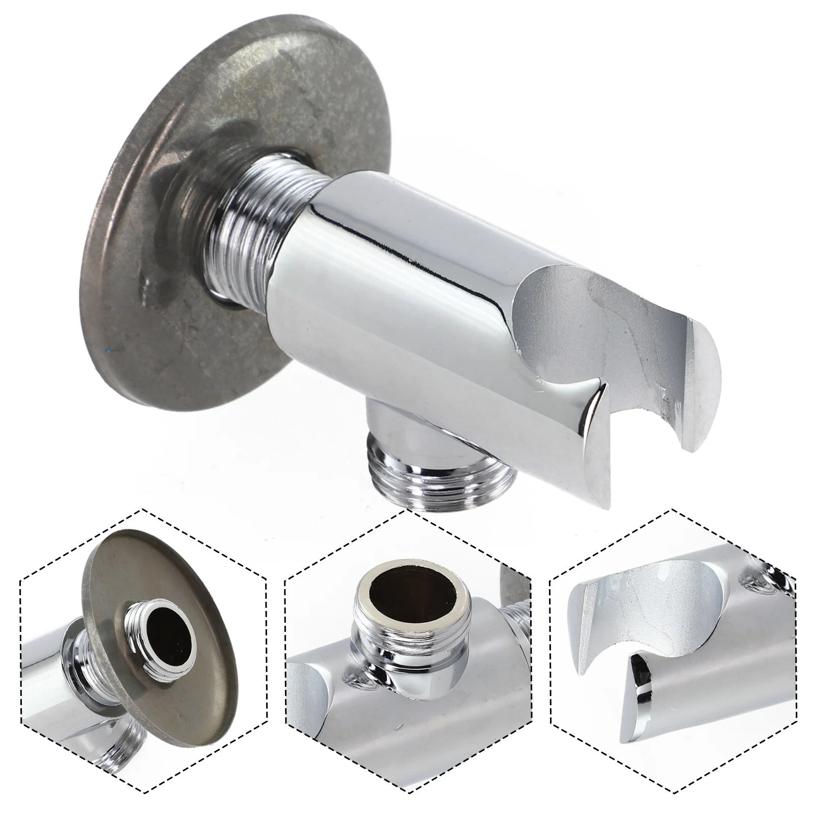 

Настенный кронштейн, держатель для душевой лейки, устойчивый к ржавчине цинковый сплав, принадлежности для ванной комнаты, серебристый, настенный для ванной комнаты