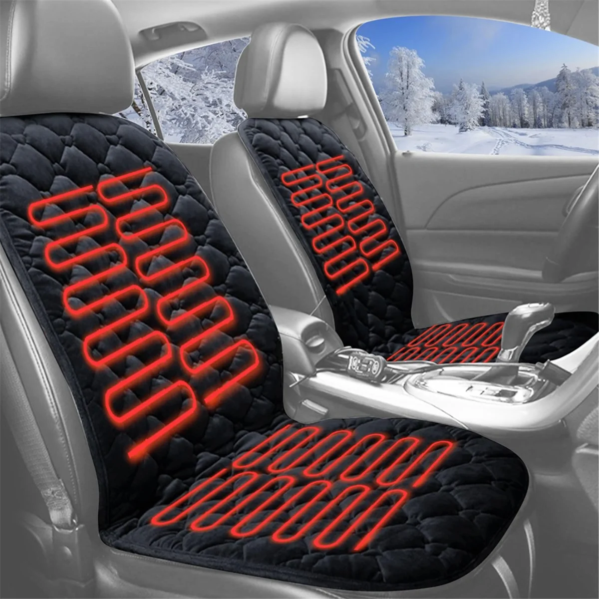 Universal Seat Cover with Adjustment Switch for All Car Truck Golf Carts Off-Road RV Winter Insulated Cushions