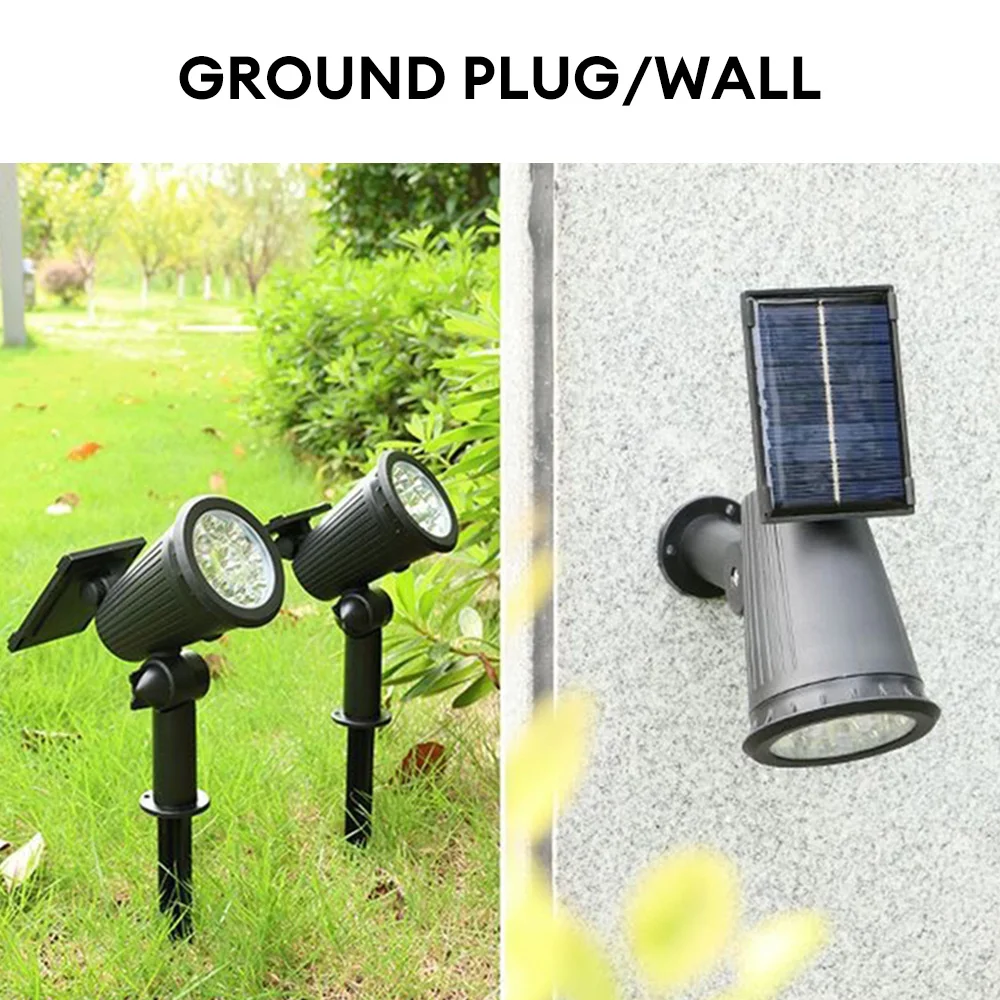 Solar LED Lawn Lamp Adjustable Garden Pathway Light Outdoor Waterproof Garden Light Color Changing Spotlight Yard Landscape Lamp