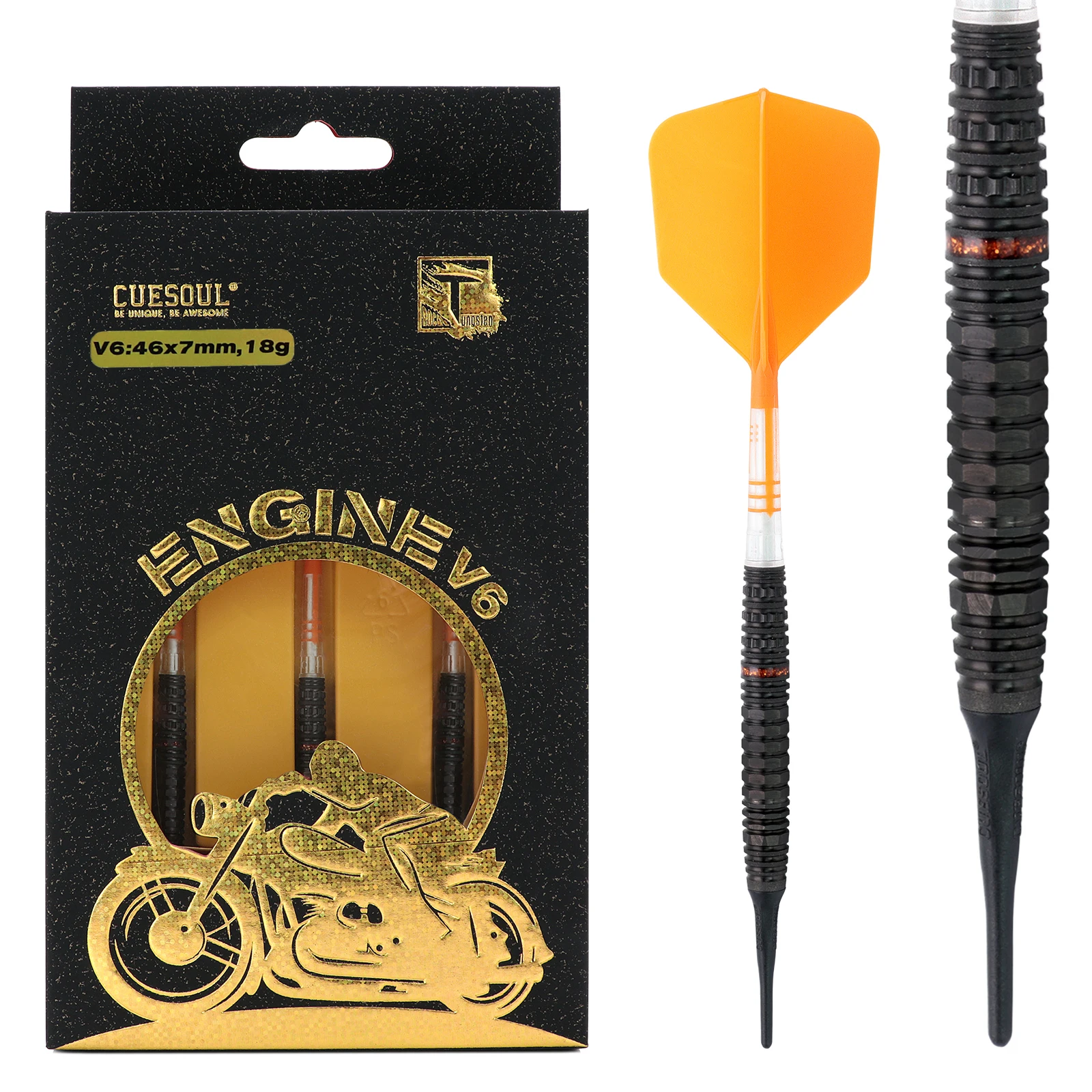 CUESOUL ENGINE V6 18/20g Soft Tip 90% Tungsten Dart Set with Oil Paint Finished