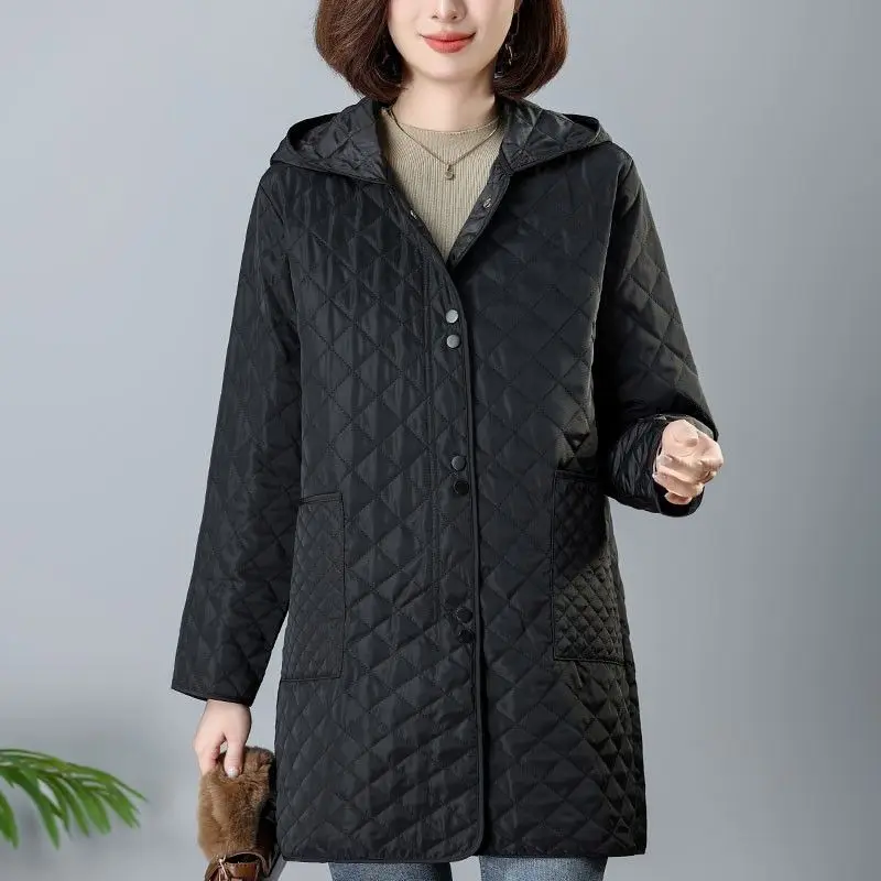 

Plus Size Women's Mid-Length Spring Autumn New Arrival Middle-Aged Mother's Autumn Cotton Jacket