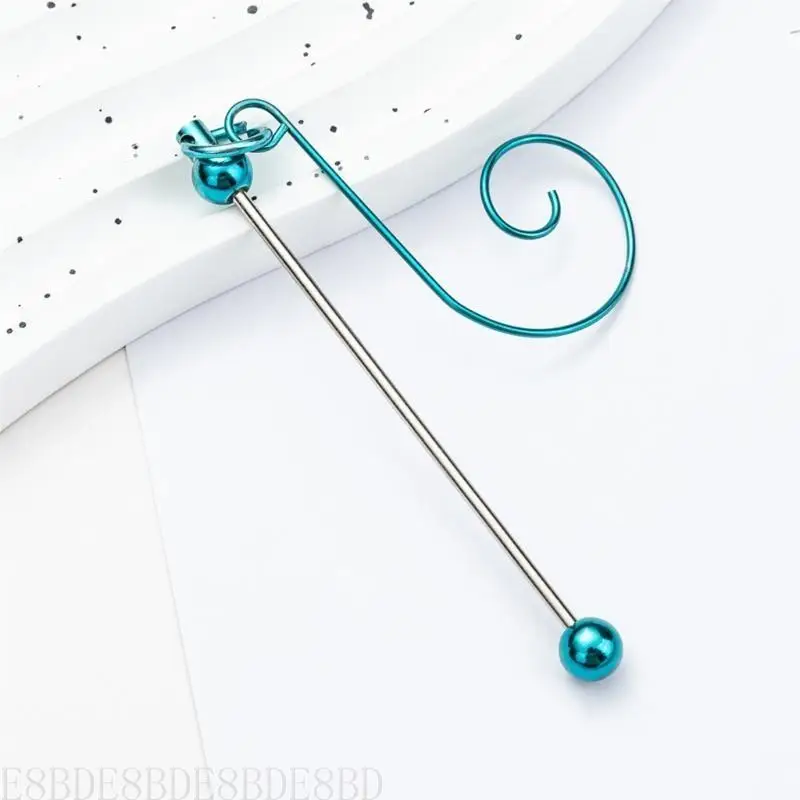 

E8BD Pack Of 5 Beadable Metal Christmas Hangers for Crafting and Tree Decoration Colorful Hanging Hook Craft Accessories