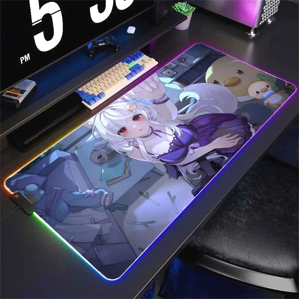 anime girl indie virtual youtuber  Mousepad XXL RGB Gaming Mouse Pads HD Black Gamer Accessories Large LED