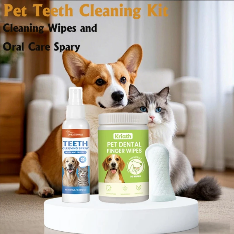 

Pet Oral Cleaner Kit Effectively Remove Tartar Plaque Eliminate Bad Breath Antibacterial Pet Oral Care Pet Teeth Cleaning Wipes