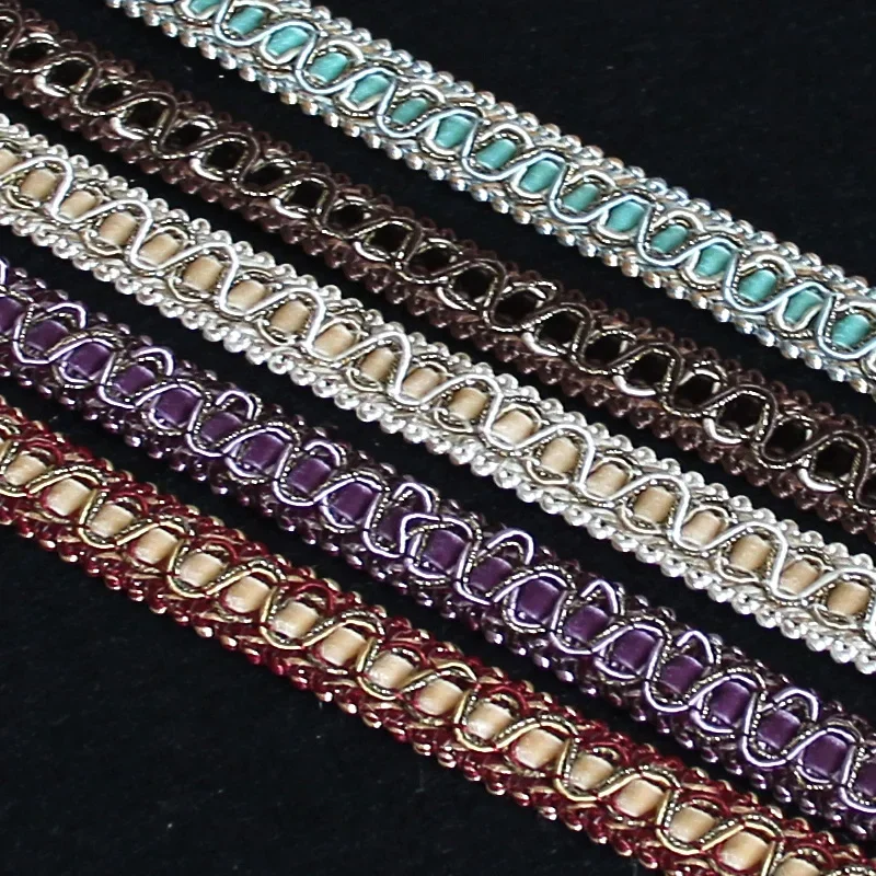 Lace Ribbon Braid Trim 6m Polyester Woven Gimp Braid Trim 2 cm/0.79 Inch Diameter Decorative Fabric Trim for Sewing and Crafting