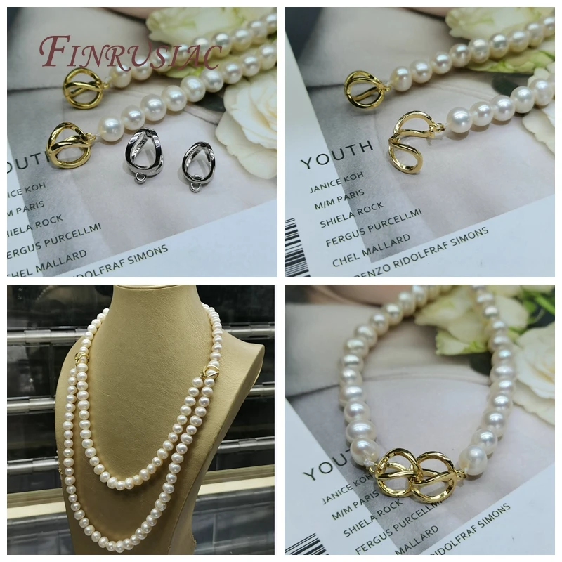 2 Sizes 18K Gold Plated Pearl Enhancer Clips Pendant Bail Connector Clasps For DIY Necklace Bracelet Jewelry Making