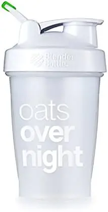 

Blenderbottle - Customized For Overnight Oats - No Whisk Ball - Milk Fill Line - Clear/White/Green - 20-Ounce Loop Top